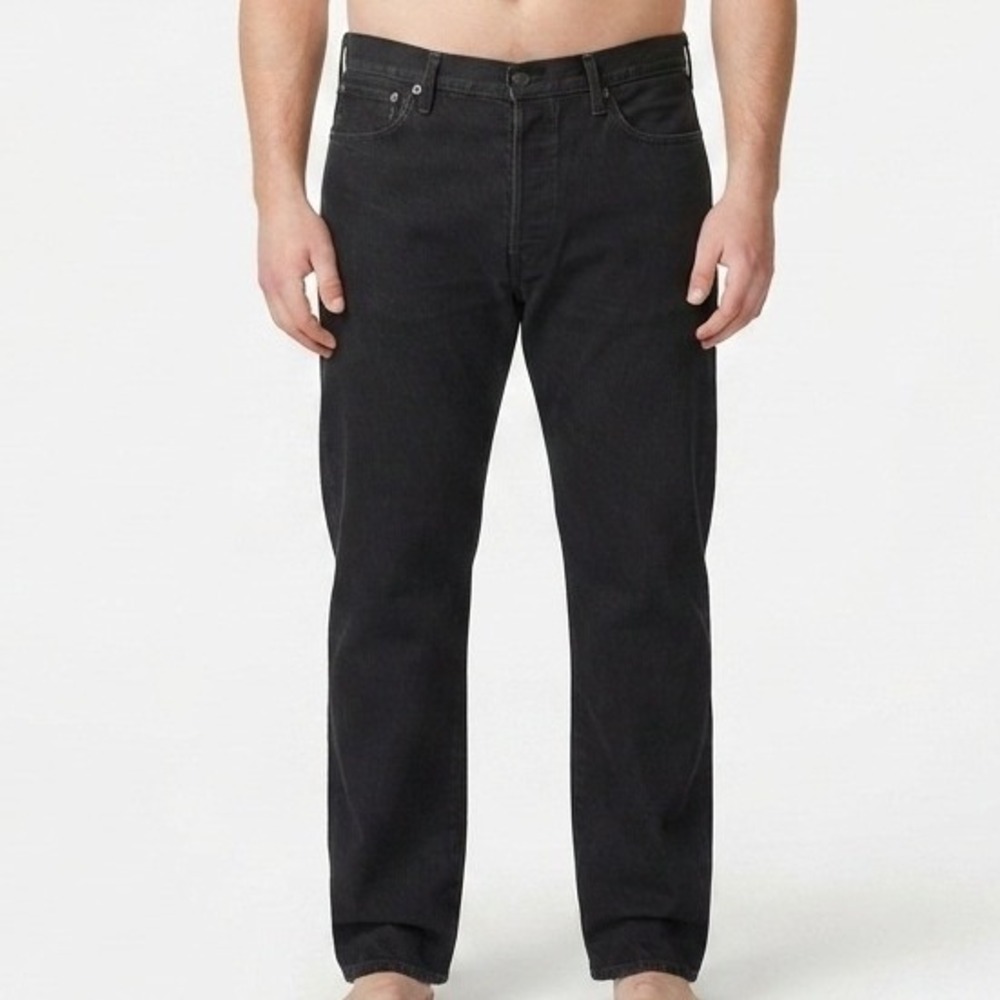 Levi's 501 Original Fit Jeans Mens 44x32 Black Straight Leg Button Fly Denim